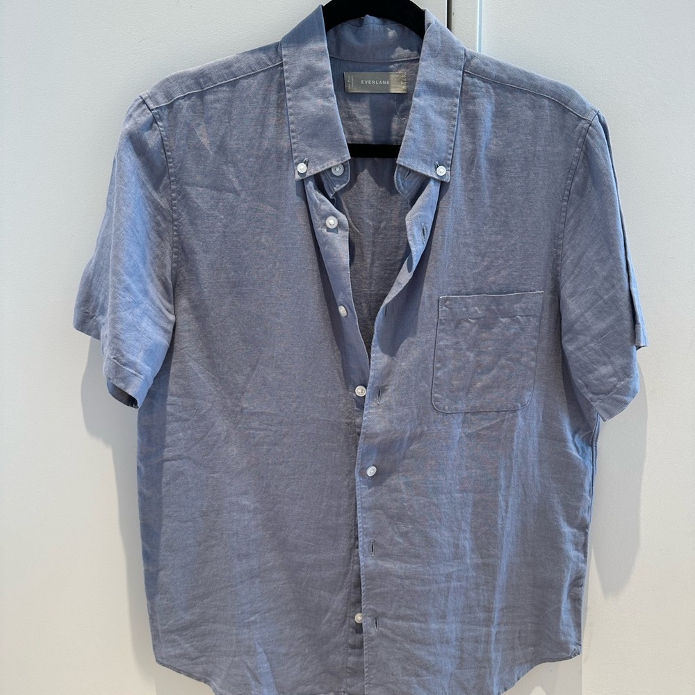 Everlane Blue Casual Button Down Shirt Short Sleeve